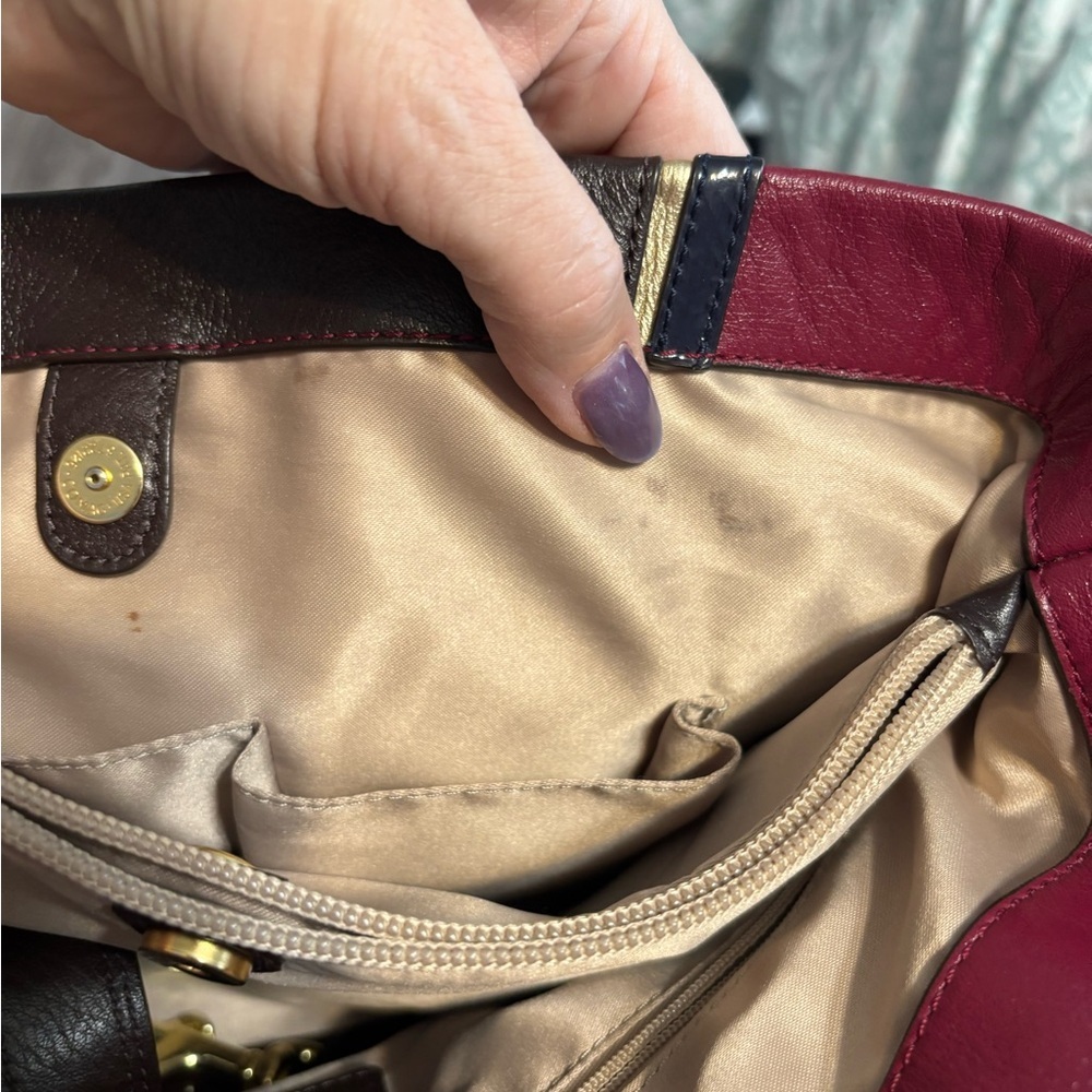 COACH ASHLEY LEATHER BEET MULTICOLOR CARRYALL – F17096 - Picture 7 of 8